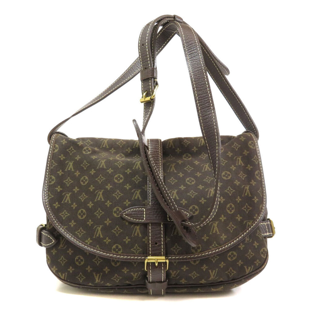 Louis Vuitton Lin Monogram Saumur Shoulder Bag Brown